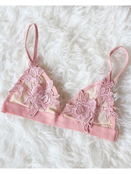 Pink bra Flower Applique BeChick ❤