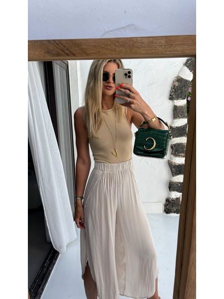 Cream Knitted Top Simple Bechick ❤