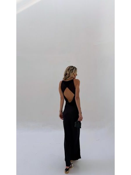 Černé saténové šaty Back Bodycon BeChick ❤