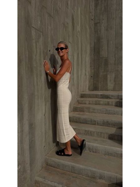 Cream Sculpted Bandage Dress BeChick ❤