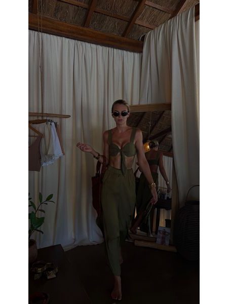 Linen Top Olive Abbey BeChick ❤