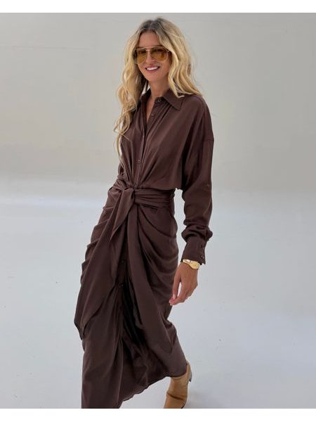 Chocolate Button Down Dress BeChick ❤