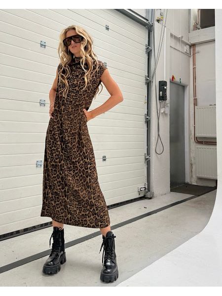 Leopardí maxi šaty Collar BeChick ❤