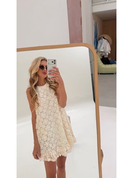 Cream Dress Cream Flower BeChick ❤