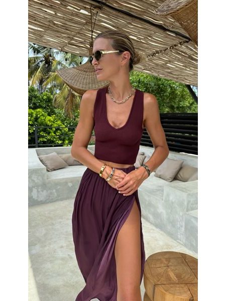 Vínový crop top V Neck BeChick ❤