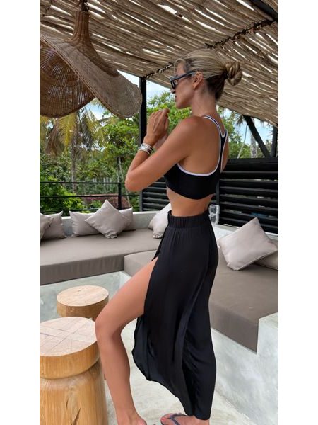 Black Racer Back Line Sports Bra Anemone USA