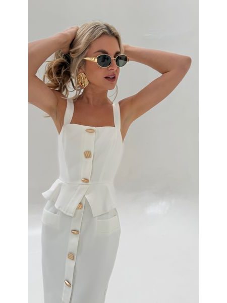 White Gold Button Dress BeChick ❤