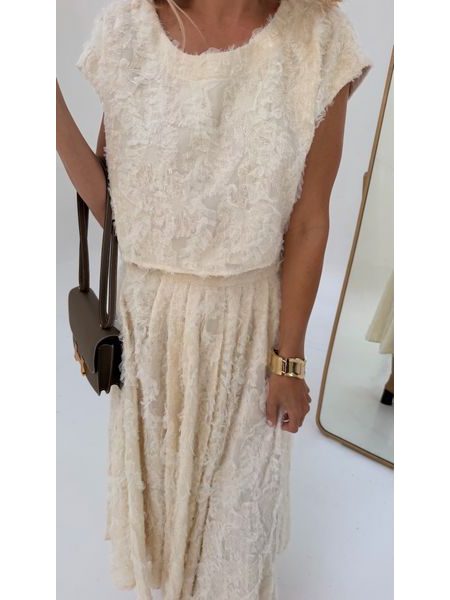 Cream Set of Top and Skirt Snow Flakes BeChick ❤
