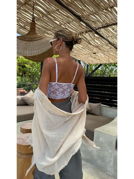 White Sports Bra Mesh Flower Back BeChick ❤