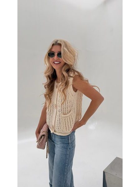 White Golden Button Vest BeChick ❤