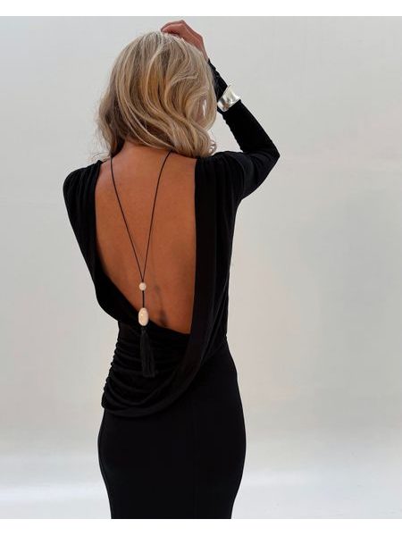 Black Open Back Maxi Dress BeChick ❤
