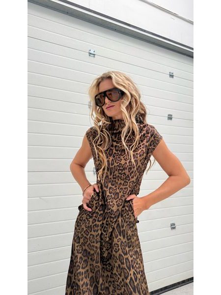 Leopardí maxi šaty Collar BeChick ❤