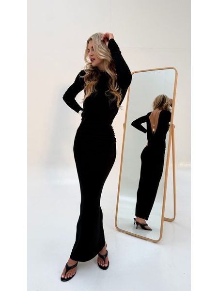 Black Open Back Maxi Dress BeChick ❤