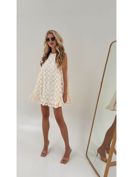 Cream Dress Cream Flower BeChick ❤