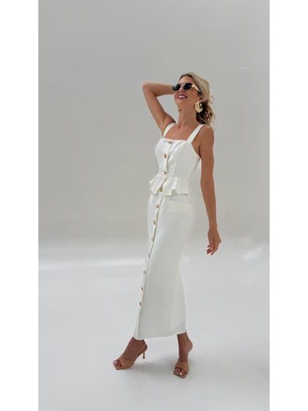 White Gold Button Dress BeChick ❤