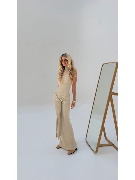 Cream Knit Tie Dress BeChick ❤