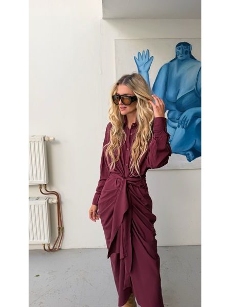 Burgundy Button Down Dress BeChick ❤