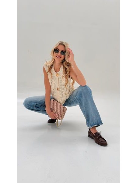 White Golden Button Vest BeChick ❤