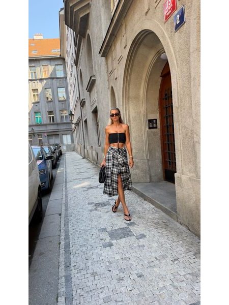 Kostkovaná sukně Button Down BeChick ❤