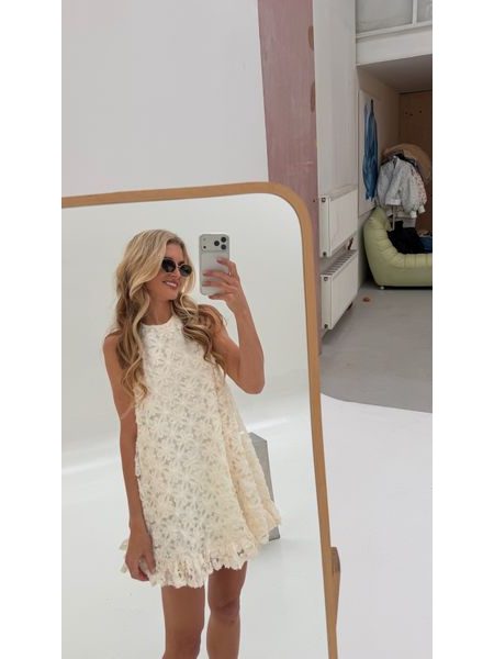 Cream Dress Cream Flower BeChick ❤