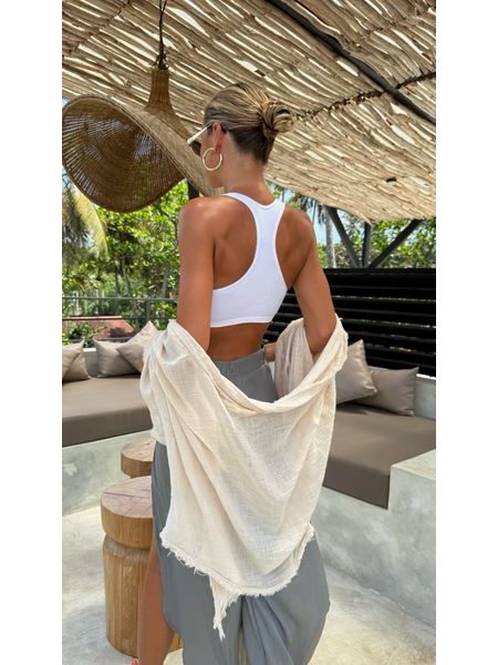 Bílá sportovní podprsenka Ribbed Racerback BeChick ❤