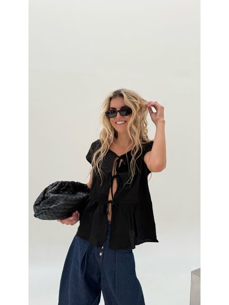 Black Cotton Bow Top BeChick ❤