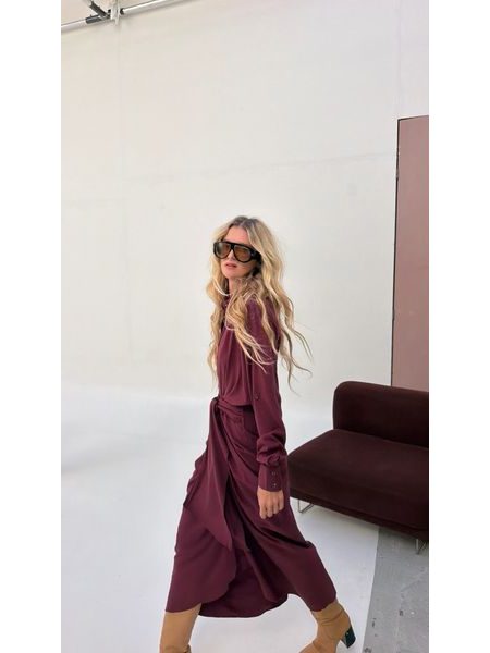 Burgundy Button Down Dress BeChick ❤