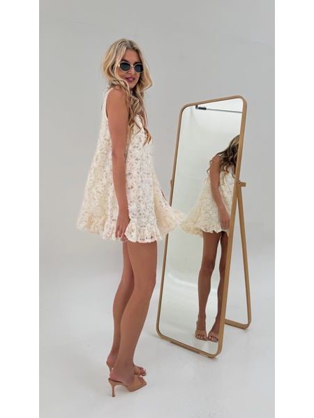 Cream Dress Cream Flower BeChick ❤