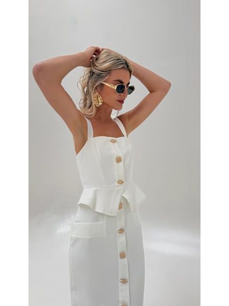 White Gold Button Dress BeChick ❤