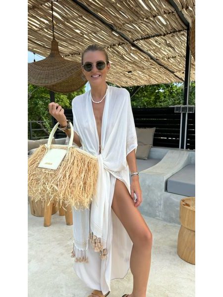 Krémový bavlněný top/kimono Fringe Bechick ❤