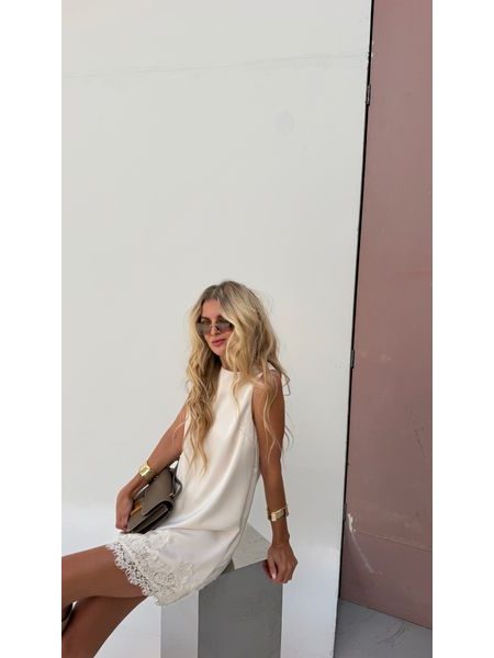 Cream Satin Winter Dress BeChick ❤