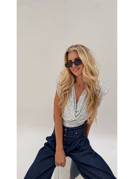 Sequin Bodysuit Silver Glow BeChick ❤