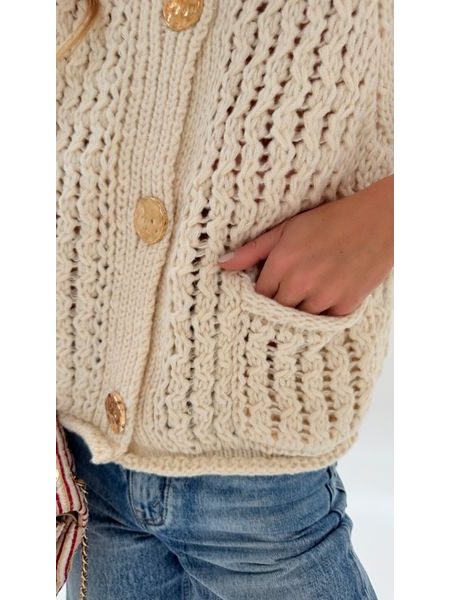 White Golden Button Vest BeChick ❤