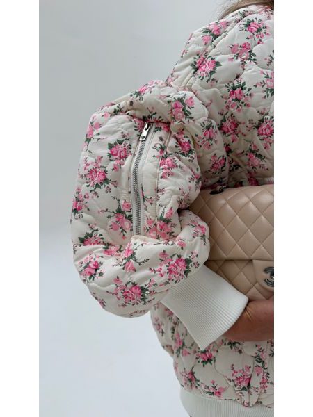 White quilted bomber Flower BeChick ❤