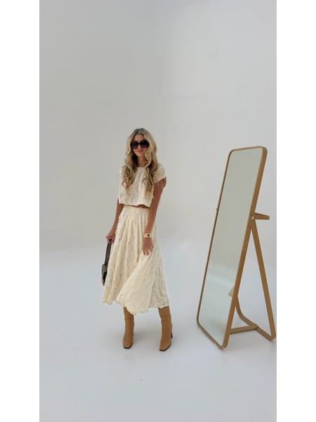 Cream Set of Top and Skirt Snow Flakes BeChick ❤
