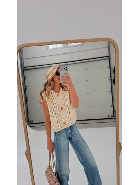 White Golden Button Vest BeChick ❤