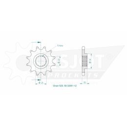 Řetězové kolečko 12 zubů