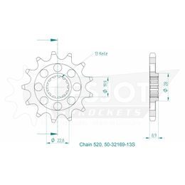 Řetězové kolečko 13 zubů