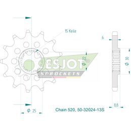 Řetězové kolečko 13 zubů