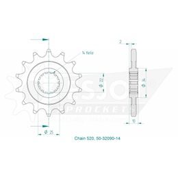 Řetězové kolečko 14 zubů