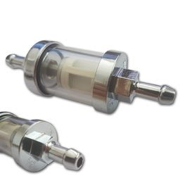 Benzinový/ palivový filtr 5/16" 8 mm | Ø=26 mm | kulatý | chrom/sklo