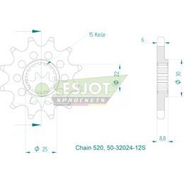Řetězové kolečko 12 zubů