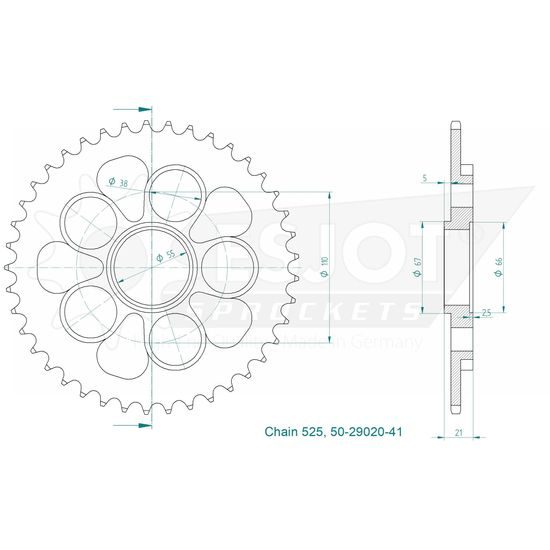 Rozeta 41 zubů stříbrná