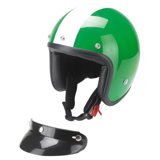 Moto helma RB-753 OLDTIMER / zelená - bílá