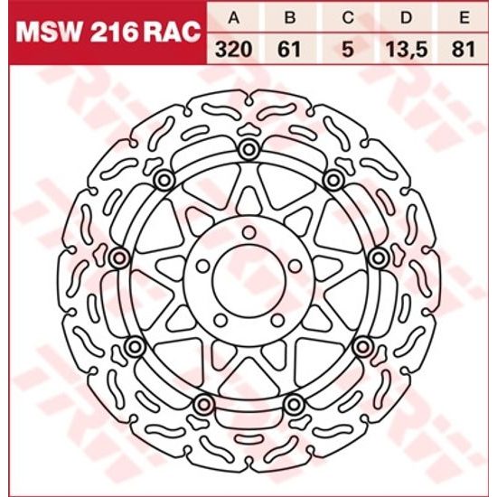 RACING Brzdový kotouč plovoucí MSW216RAC