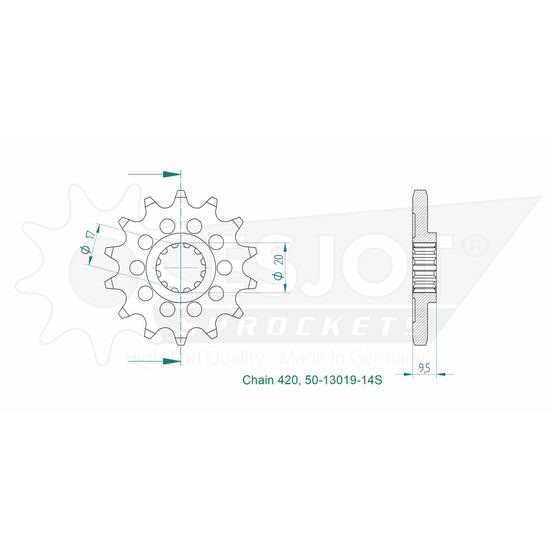 Řetězové kolečko 14 zubů