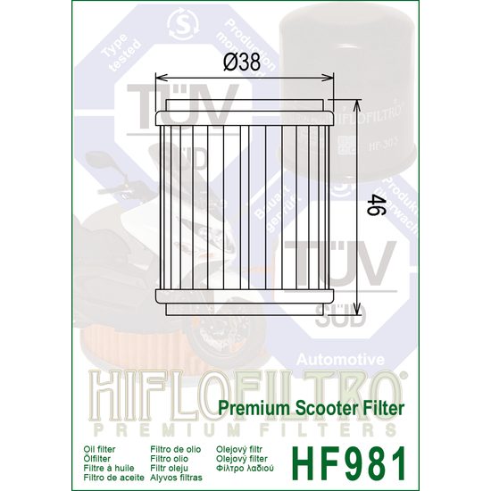 Olejový filtr HF981 Yamaha VP125