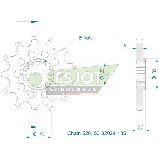 Řetězové kolečko 13 zubů