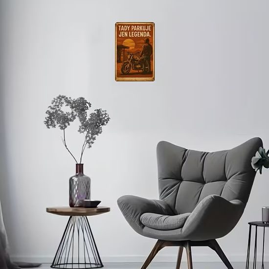 2D nástěnná vintage cedule, motiv TADY PARKUJE JEN LEGENDA
