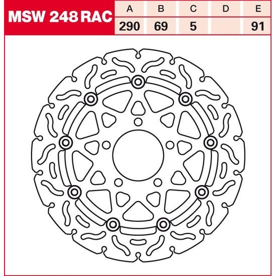 Brzdový kotouč plovoucí MSW248RAC